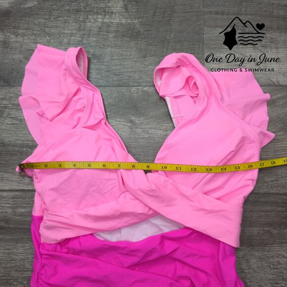 B2Prity Plus Size Ruffle Cross Front Cut Out One Piece Swimsuit Size 2XL - Picture 4 of 6